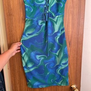 Blue and green misguided dress